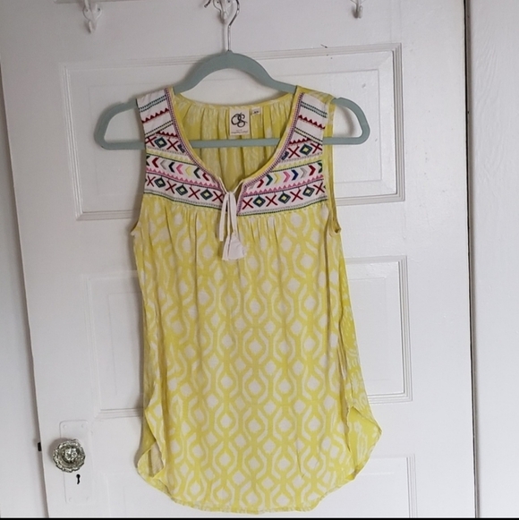 Anthropologie Yellow Patterned Tank Top - Picture 2 of 4